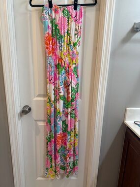 Target Lilly Pulitzer Strapless Maxi Dress Nosie Posey Pink Size S